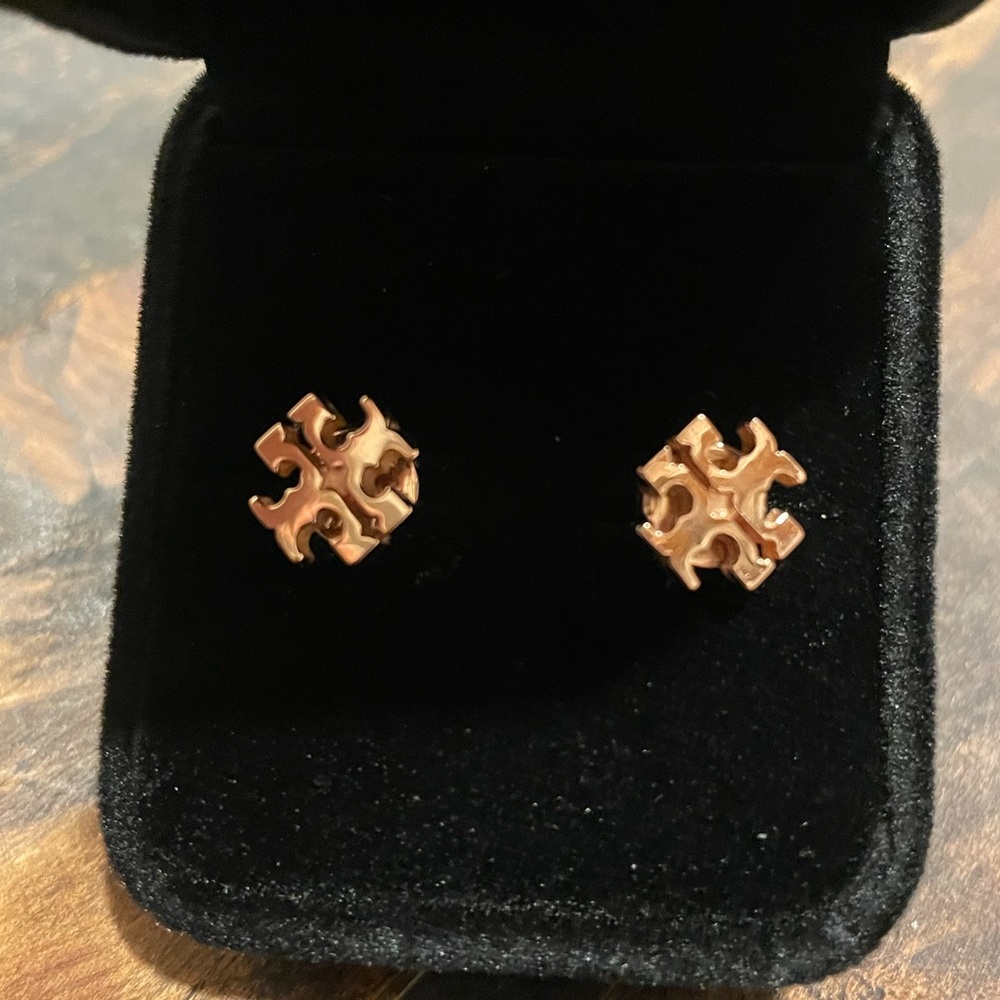 Tory Burch large rose gold stud earrings